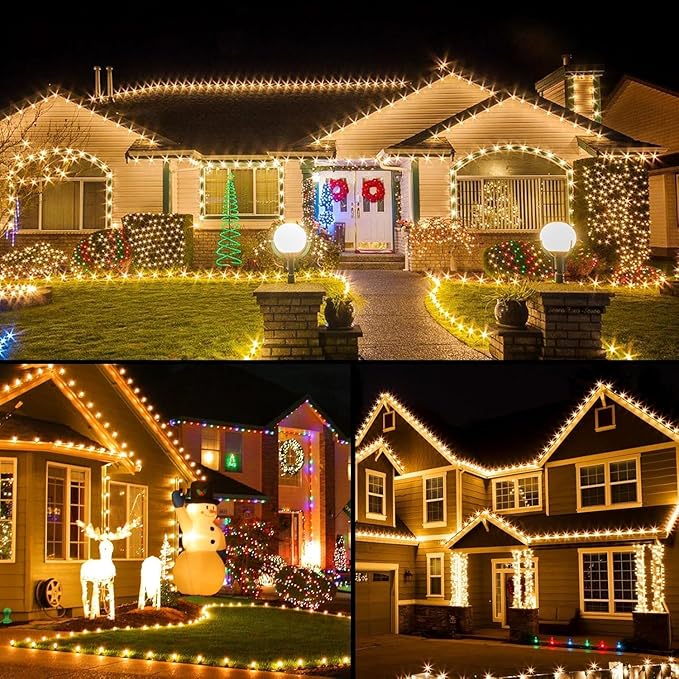 Moonflor C9 Christmas Lights Outdoor, Vintage Christmas String Lights 100FT 100LED Green Wire (Warm White)