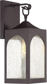 Possini Euro Design Tyne Modern Outdoor Wall Light Fixture Bronze Lantern 16 1/2" Seedy Glass Shade for Exterior | Lumora