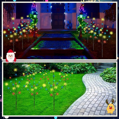Saillong Set of 6 Solar Christmas Pathway Lights Christmas Decorations Outdoor 120 LED Waterproof Decorative Lights 8 Modes Multicolor Outside Decor for Xmas Party Yard Front Porch Door(Colorful)