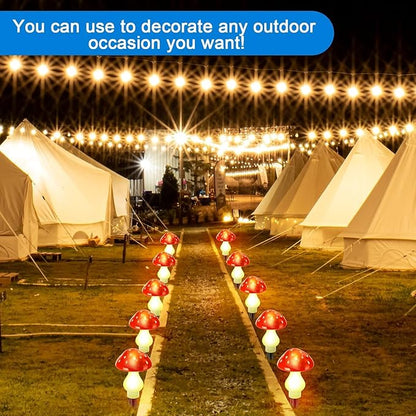 A Set of 8 PCS（Red）New Upgraded Waterproof Solar Mushroom Lights Outdoor Decor,LED Fairy Lights, for Garden Lawn Flower Bed Channel Decoration Easter Pathway Halloween Xmas Decorations