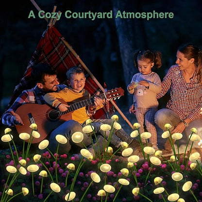 4 Pack Solar Garden Lights, 32 LEDs Swaying Mushroom Lights with 8 Lighting Modes, IP65 Waterproof Outdoor Decor for Garden, Yard, Patio, Pathway (Warm White)