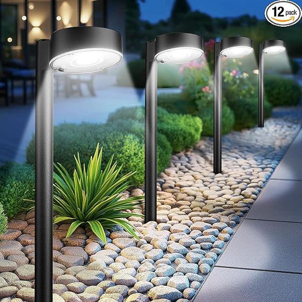 12 Pack Solar Pathway Lights Outdoor, 12 Brighter LED Solar Lights Outdoor Waterproof, Up to 12 Hrs Modern Path | Lumora