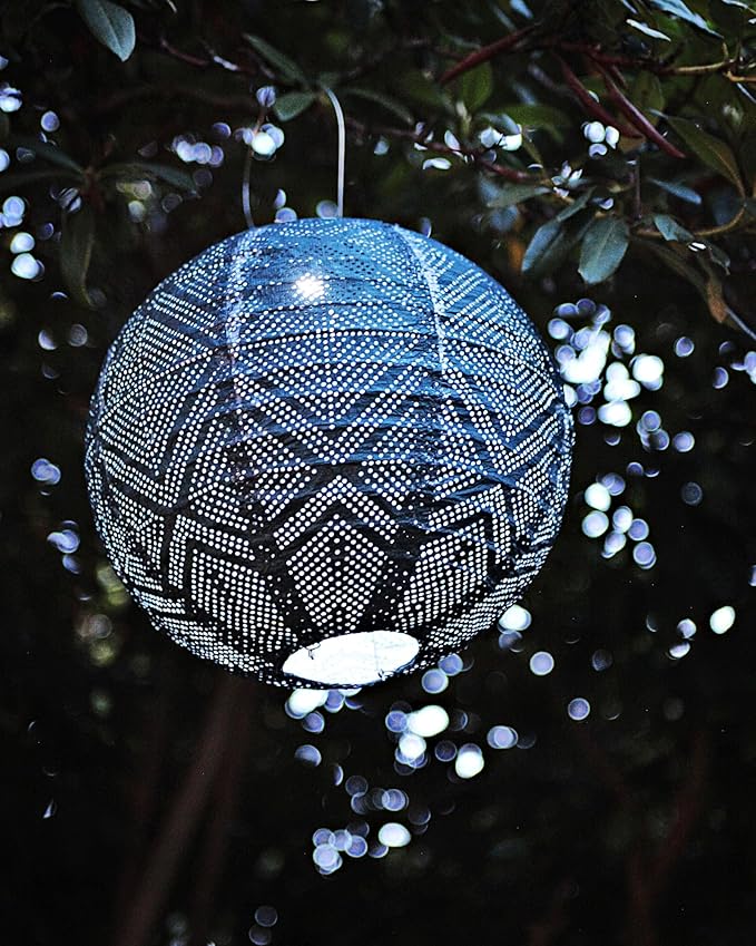Allsop Soji Stella Boho - 12" Handmade LED Outdoor Lantern - Ink