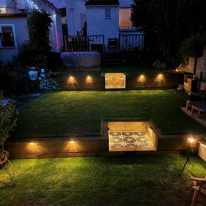 Solar Deck Lights Outdoor, Waterproof Solar Step Lights, Outdoor Solar Lights for Outside Stairs, Step, Fence, Yard, Patio, Pathway, 4 Pack