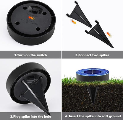 Joomer Solar Ground Lights, 12 Pack 8 LED Solar Lights Outdoor Waterproof IP68 Disc Light Landscape Lighting Garden Light for Patio Pathway Lawn Yard Driveway Walkway(Blue)