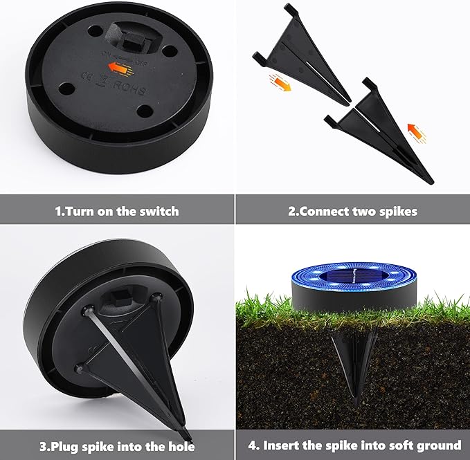 Joomer Solar Ground Lights, 4 Pack 8 LED Solar Lights Outdoor Waterproof IP68 Disc Light Landscape Lighting Garden | Lumora