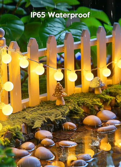 Brightown Solar Lights Outdoor Waterproof, 2 Packs Total 39Ft 120 LED Globe Solar String Lights for Outside, 8 Modes Outdoor Solar Lights for Yard Balcony Patio Tree Canopy Party (Warm White)