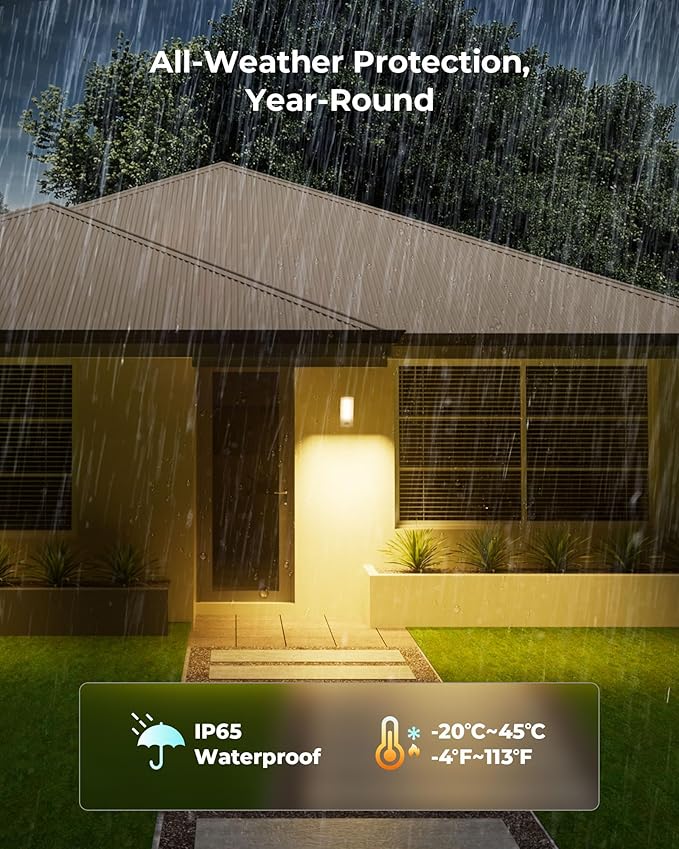 Motion Sensor Outdoor Light, 10000mAh Rechargeable 600 Lumen Battery Operated Outdoor Light with 3 Modes, 3 Color | Lumora