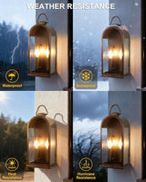 Outdoor Wall Light Fixtures, 2-Light Porch Lights Outdoor, Matte Bronze Exterior Waterproof Wall Sconce with Glass | Lumora