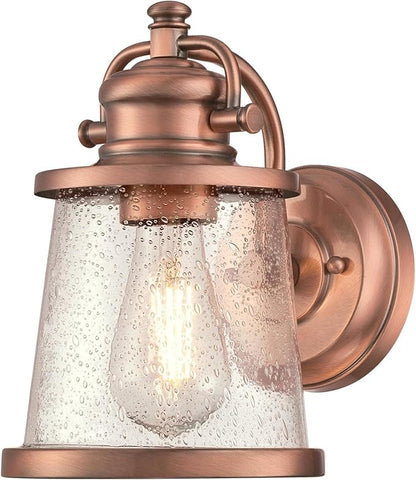Westinghouse 6361000 Emma Jane One-Light, Washed Copper Finish with Clear Seeded Glass Outdoor Wall Fixture, White