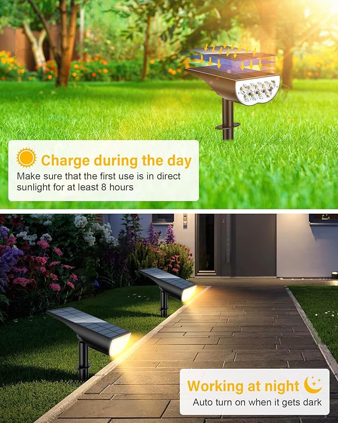 BAXIA TECHNOLOGY Solar Spotlights Outdoor Waterproof, 3 Lighting Modes Spot Lights, Dusk to Dawn Solar Powered | Lumora