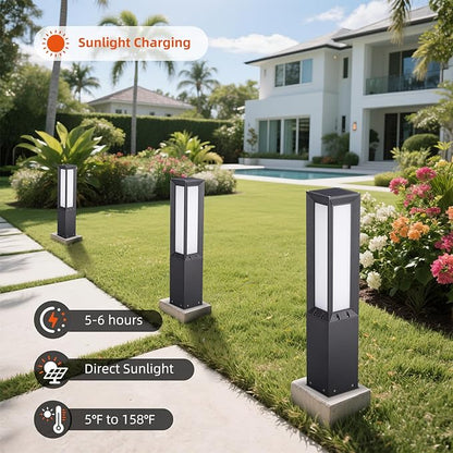 Solar Pathway Lights Outdoor, 31.5" Solar Bollard Light Outdoor, IP65 Waterproof Landscape Path Lights, 3000K LED Driveway Light, Modern Commercial Pathway Lighting for Walkway Garden Lawn Patio