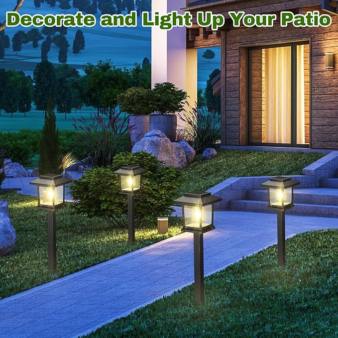 20 Pack Solar Pathway Outdoor Lights Waterproof IP55 House Shape Solar Walkway Garden LED Lights Decoration for Yard Patio Landscape Outside Lawn Driveway