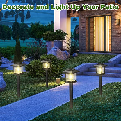20 Pack Solar Pathway Outdoor Lights Waterproof IP55 House Shape Solar Walkway Garden LED Lights Decoration for Yard Patio Landscape Outside Lawn Driveway