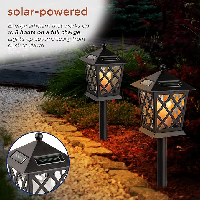 Alpine Corporation 16" Tall Outdoor Solar Powered Pathway LED Light Stakes (Set of 4)