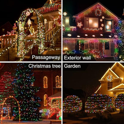 Haili 1000 Led Christmas Lights, Plug in 8 Lighting Modes Waterproof, Outdoor Christmas Lights for Tree Yard Party Indoor Outside Decorations (393FT, Multi Colored)