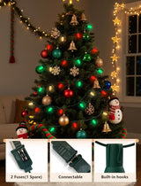 50Ft C9 LED Christmas Lights Outdoor, Vintage Christmas String Light Plug in with 52 Shatterproof C9 Red White | Lumora