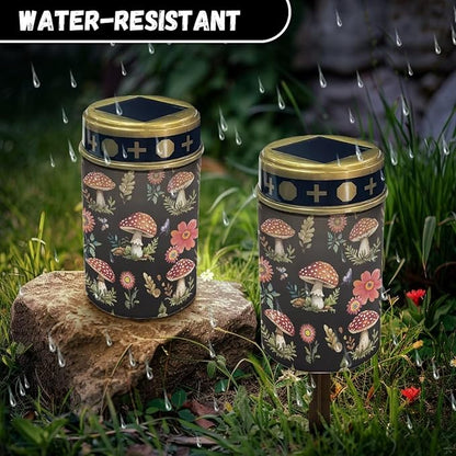 Mushroom Print Garden Solar Outdoor Lights Eternal Light Lawn Lamp Waterproof Solar for Outside Cemetery Decorations Yard Lawn Pathway Figurines