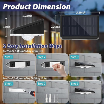 Solar Fence Lights Outdoor 8-Pack, Waterproof Fence Light Solar Powered with 3 Modes (3000K/4500K/6500K) for Outside, Patio, Deck, Stair, Step, Garden, Backyard, Walkway, Pathway, Railing