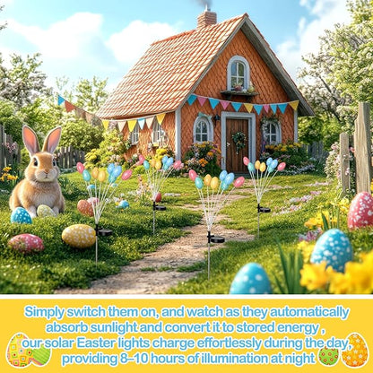 WILLBOND 4 Pack 30 Inch Solar Easter Egg Lights Outdoor Easter Lights 2 Modes Waterproof Solar Stake Light for Pathway Landscape Lawn Yard Porch Patio Spring Decoration