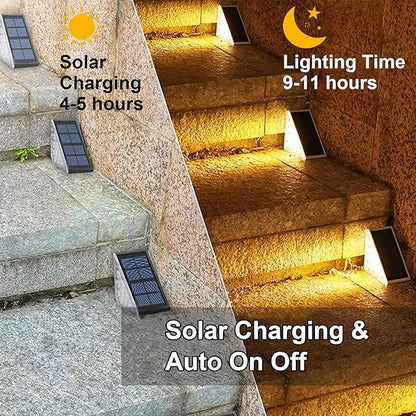 Solar Step Lights, Stair Fence Triangle Lights IP67 Outdoor Waterproof LED Deck Light for Garden Yard Patio, Porch, Front Door, Outside, Pathway, Warm White 6 Pack