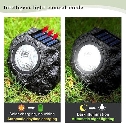 LIYAOLI Solar Rock Landscape Lights - 3 Pack Waterproof IP65 Fake Stone Solar Lights for Garden Pathways | Outdoor Ground Lighting with Auto On/Off & White LEDs