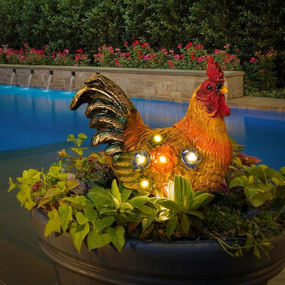 TAKE ME Womens Birthday Gifts Gardening Gifts Chicken Decor for Mom Garden Decor Solar Light Rooster Decor for Women Mom Grandma Birthday Gifts for Chicken Lovers