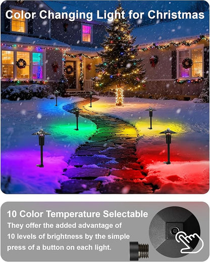 RGB Pathway Lights Low Voltage, 5W 12V Waterproof Wired LED RGB Color Changing Low Voltage Landscape Lighting for Outdoor Pathway Path Walkway Garden of Christmas, Heavy Duty, Black, 1PK