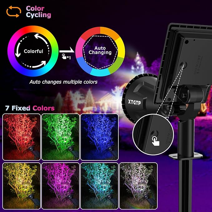 Color Changing Solar Spot Lights Outdoor, 21 LEDs Brightness Solar Pathway Lights Outdoor, IP67 Waterproof Exterior | Lumora