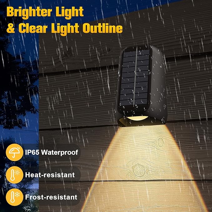 artcool 10 Pack Brighter Solar Fence Lights,Deck Light Solar Powered,Deck Solar Light Outdoor Waterproof,Dusk to Dawn Step Lights for Wall/Step/Patio/Garage/Yard
