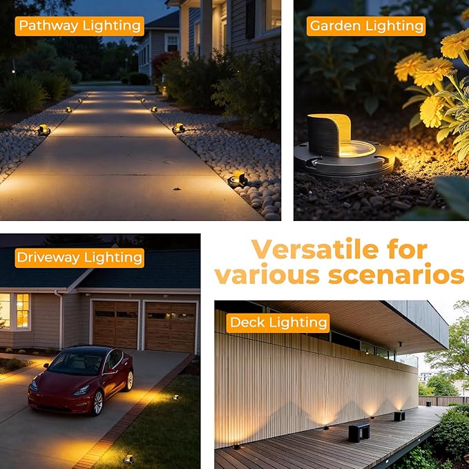 Gardencoin Brass Well Lights Outdoor 12V LED Low Voltage Landscape In Ground Light Waterproof Up Lighting Fixture, Bronze Accent Lighting Fixture Without MR16 Bulb, 4 Pack