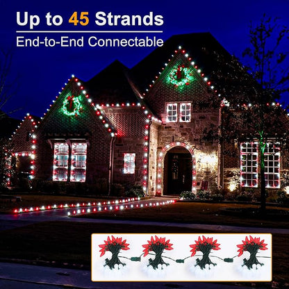 Brizled 100 LED C9 Red & White Christmas Lights, 66FT Faceted Christmas Lights, Connectable Outdoor Indoor Strawberry Light String, 120V UL Certified for Valentine's Day Party Xmas Tree House Garden