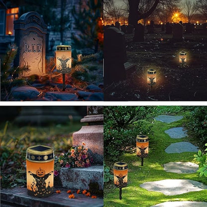 Halloween Cemetery Solar Lights for Grave 2 Pcs Cemetery Solar Lights Solar Grave Decorations for Cemetery Memorial Solar Lights for Graves