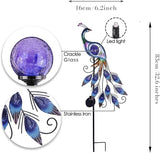 TERESA'S COLLECTIONS Solar Garden Lights Outdoor Garden Decor, Metal Peacock Decorations for Yard, 33'' Purple | Lumora
