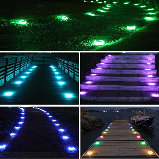 AGPTEK RGB Solar Deck Lights with Remote Control 4 Pack, One-Click Sync Group Control & 10 Light Modes & RGB | Lumora