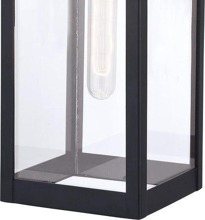 VAXCEL Kinzie Outdoor Porch Light, 6" W x 16.75" H Black Outdoor Lantern, Modern Dusk to Dawn Wall Light for Porch, Patio, Deck, or Front Door