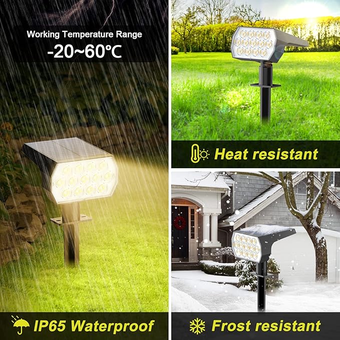Solar Spot Lights Outdoor 8 Pack, IP65 Waterproof Solar Landscape Spotlights with 65 LEDs, 3 Lighting Modes Solar | Lumora