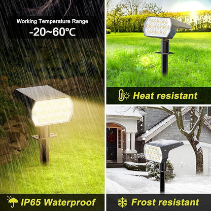 Solar Spot Lights Outdoor 8 Pack, IP65 Waterproof Solar Landscape Spotlights with 65 LEDs, 3 Lighting Modes Solar Garden Lights for Yard Pathway House Driveway (Warm White)
