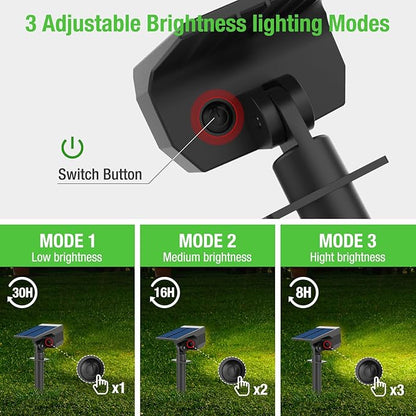 nipify Solar Spot Lights Outdoor Motion Sensor with 3 Modes, [ 2 Pack ] Solar Spotlights Outdoor Waterproof 2-in-1 Auto On/Off Landscape Lighting for Outside Yard Wall Garden Pathway, Warm White