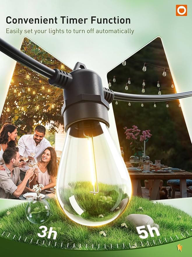 addlon 100FT G40 Outdoor String Lights with Remote and 100FT S14 Outdoor String Lights with Remote