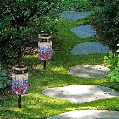 Flower Butterfly Print Solar Lights for Outside, Flickering Flame LED Solar Outdoor Lights, Waterproof Solar Garden Lights for Christmas, Garden, Landscape, Path, Yard, Patio