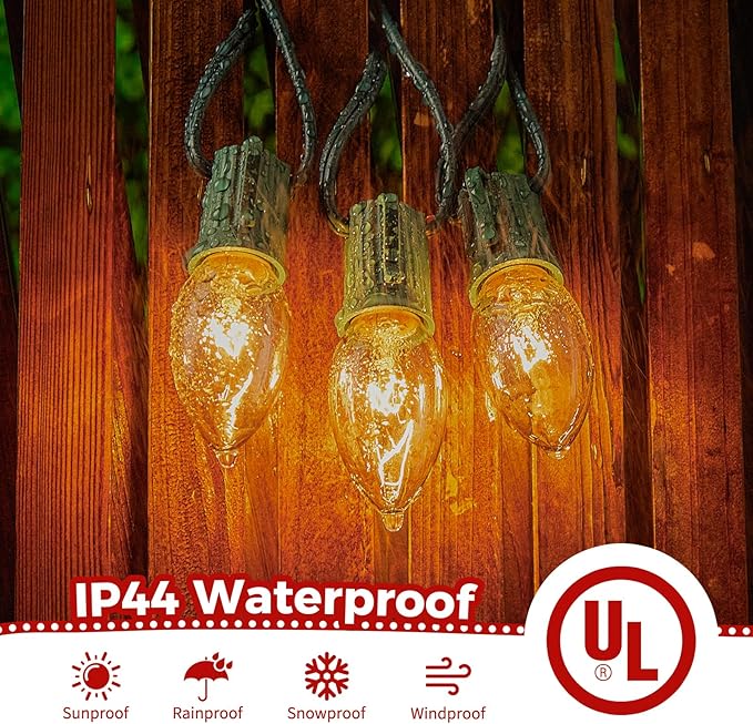 Brightown C9 Clear Christmas String Lights - Outdoor Christmas Tree Lights String - Hanging Christmas Roofline | Lumora