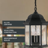 DESIGNERS FOUNTAIN 3-Light Devonshire Hanging Lamp, 10 Inch Outdoor Lantern Lighting Fixture, Clear Glass Lighting | Lumora
