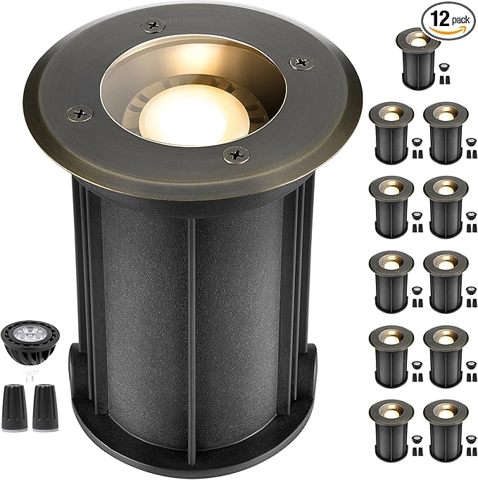 Gardenreet Solid Brass Well Light - LED 12V All Weather In-Ground Low Voltage Landscape Lighting, Replaceable Bulb | Lumora