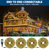 105FT 300LEDs Christmas Lights Outdoor Indoor 8 Modes for Christmas Tree Party Decoration, 100% UL Listed (Warm | Lumora