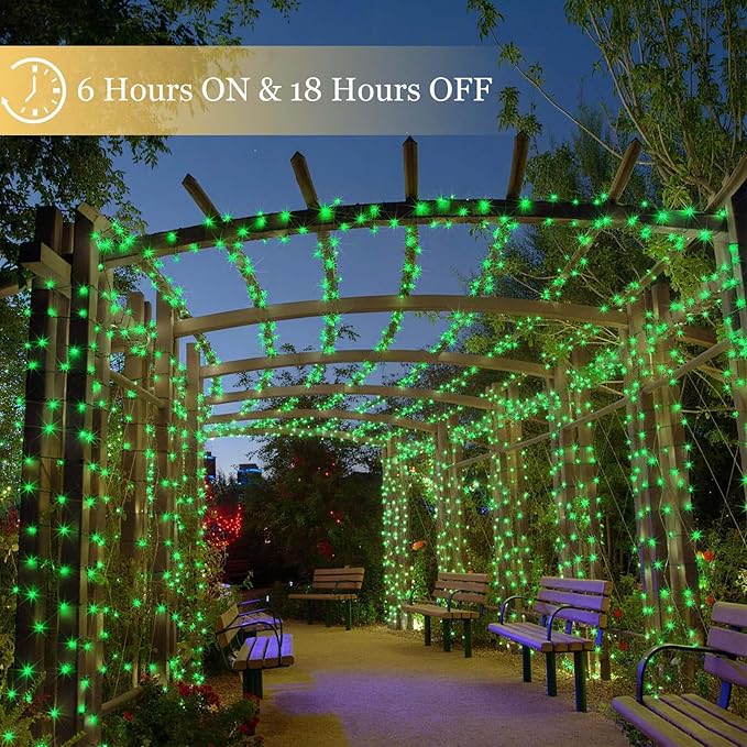 Tcamp 164FT 500 LED Green Christmas Lights, 8 Modes Christmas Tree Lights with Timer Memory Function, Green Wire Starry Fairy String Light for Xmas Tree Outdoor Indoor Decor