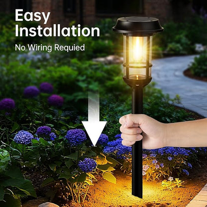 8 Pack Bright Solar Pathway Lights, LED Solar Powered Garden Lights Outdoor Waterproof IP65, Landscape Lighting for Path Walkway, No Wiring, Easy to Install, Auto On/Off 2700K Warm White