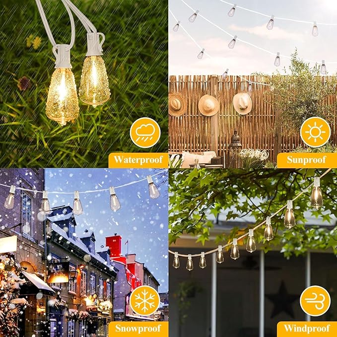 Brightever Outdoor String Light 25 FT, ST38 Patio Lights with 13 Edison Bulbs, Waterproof Connectable Hanging | Lumora