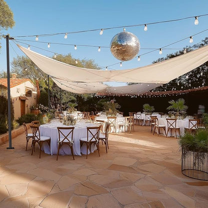 Yescom 200Ft Outdoor String Lights with 2PCS 10Ft Light Poles 59 1/12Ft Steel Cable,104 Shatterproof ST38 Vintage Edison Bulbs Waterproof Dimmable 2700K for Commercial Grade Wedding Event Party