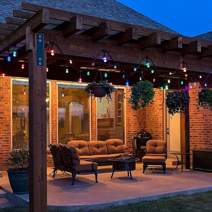 Commercial Grade 96FT LED Outdoor String Lights with Remote Control - 30 Shatterproof Bulbs Waterproof Color Changing Christmas Lights, Dimmable for Patio, Garden, Wedding Decor